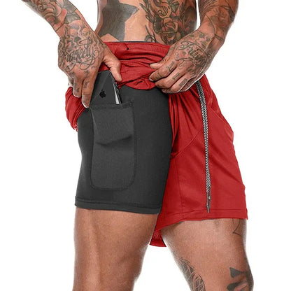Mens Fitness shorts with phone pocket