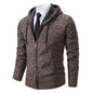Men's Winter Full Zip Knit Cardigan - Fleece Lined Stand Collar Sweater Jacket