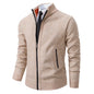 Men's Winter Full Zip Knit Cardigan - Fleece Lined Stand Collar Sweater Jacket
