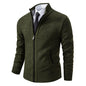 Men's Winter Full Zip Knit Cardigan - Fleece Lined Stand Collar Sweater Jacket