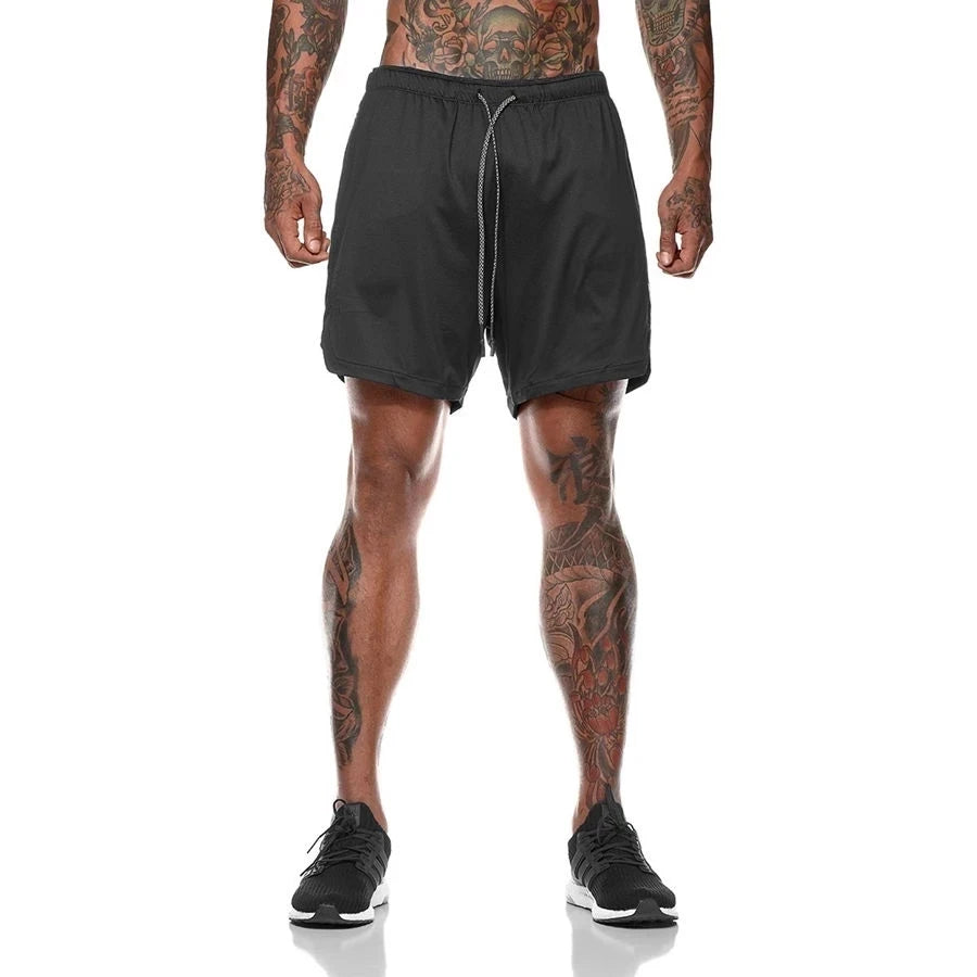 Mens Fitness shorts with phone pocket