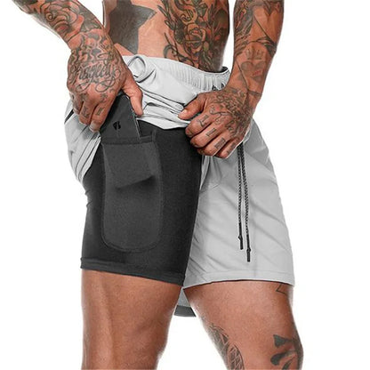Mens Fitness shorts with phone pocket