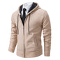 Men's Winter Full Zip Knit Cardigan - Fleece Lined Stand Collar Sweater Jacket
