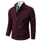 Men's Winter Full Zip Knit Cardigan - Fleece Lined Stand Collar Sweater Jacket