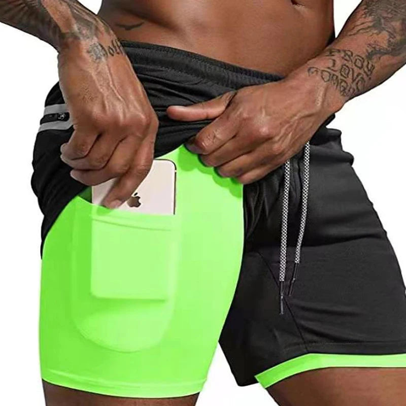 Mens Fitness shorts with phone pocket