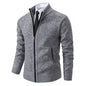 Men's Winter Full Zip Knit Cardigan - Fleece Lined Stand Collar Sweater Jacket