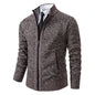 Men's Winter Full Zip Knit Cardigan - Fleece Lined Stand Collar Sweater Jacket
