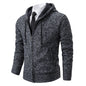 Men's Winter Full Zip Knit Cardigan - Fleece Lined Stand Collar Sweater Jacket