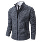 Men's Winter Full Zip Knit Cardigan - Fleece Lined Stand Collar Sweater Jacket