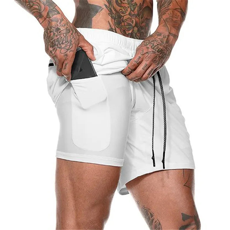 Mens Fitness shorts with phone pocket