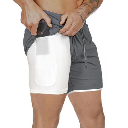 Mens Fitness shorts with phone pocket