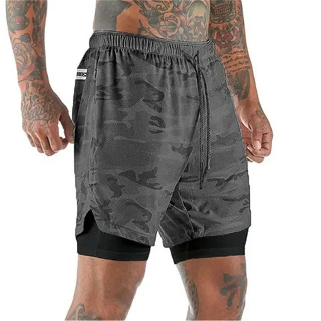 Mens Fitness shorts with phone pocket