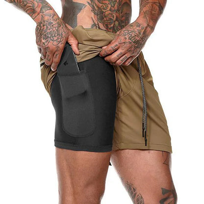 Mens Fitness shorts with phone pocket